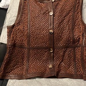 Worth New York brown leather vest size 16